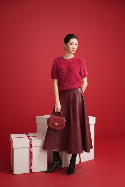 Sixdo Faux Fur Knit Blouse